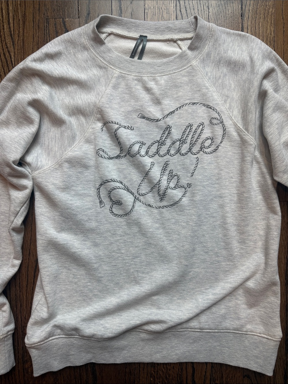 Anthropologie Women’s Light Gray 'Saddle Up!' Crewneck Sweatshirt